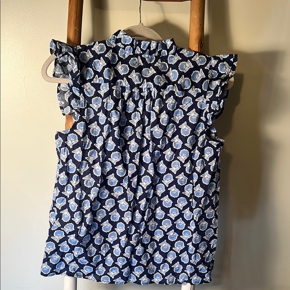Blue Floral Ruffle Top - Picture 3 of 3